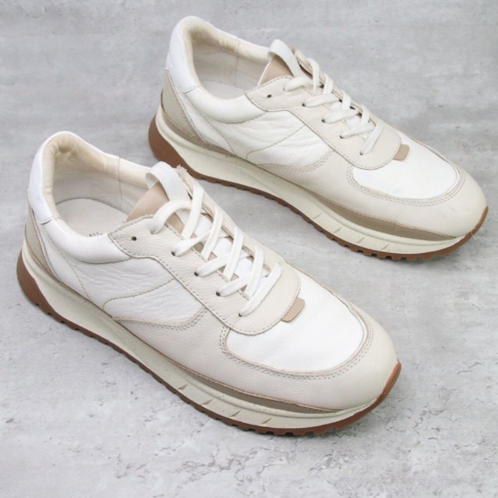 Madewell Kickoff Trainer Womens 9.5M Mens 8M White Tan Colorblock Leather Shoes